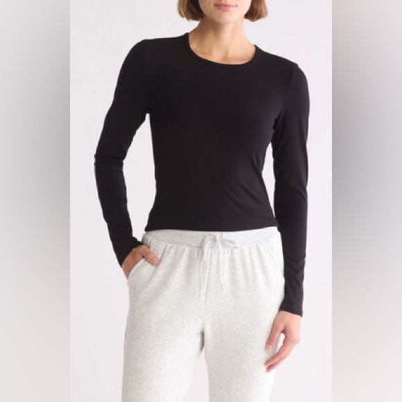 Yogalicious heavenly rib long sleeve 2 pack Long Sleeve Tops Beige & Black Sz M - Picture 2 of 12